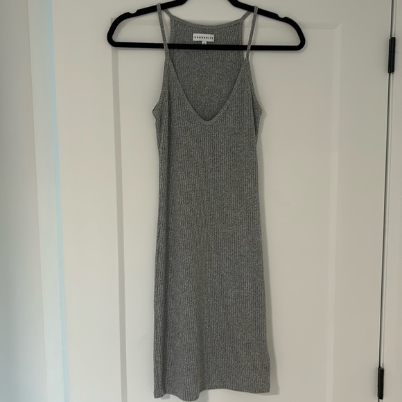 Aritzia Community Parfait Ribbed Bodycon Dress Mini Light gray size XS - Picture 2 of 6